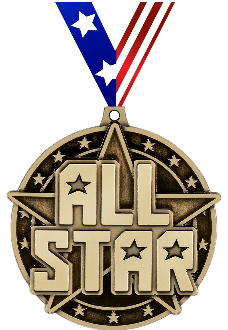 2" 3D ALL STAR - MEDAL GOLD