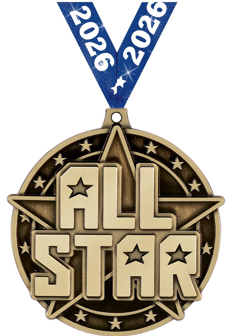 2" 3D ALL STAR - MEDAL GOLD