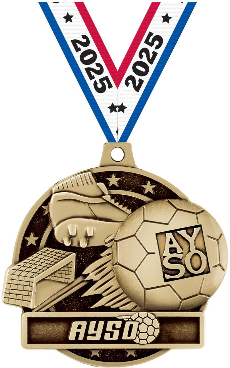 2" 3D AYSO MEDAL GOLD