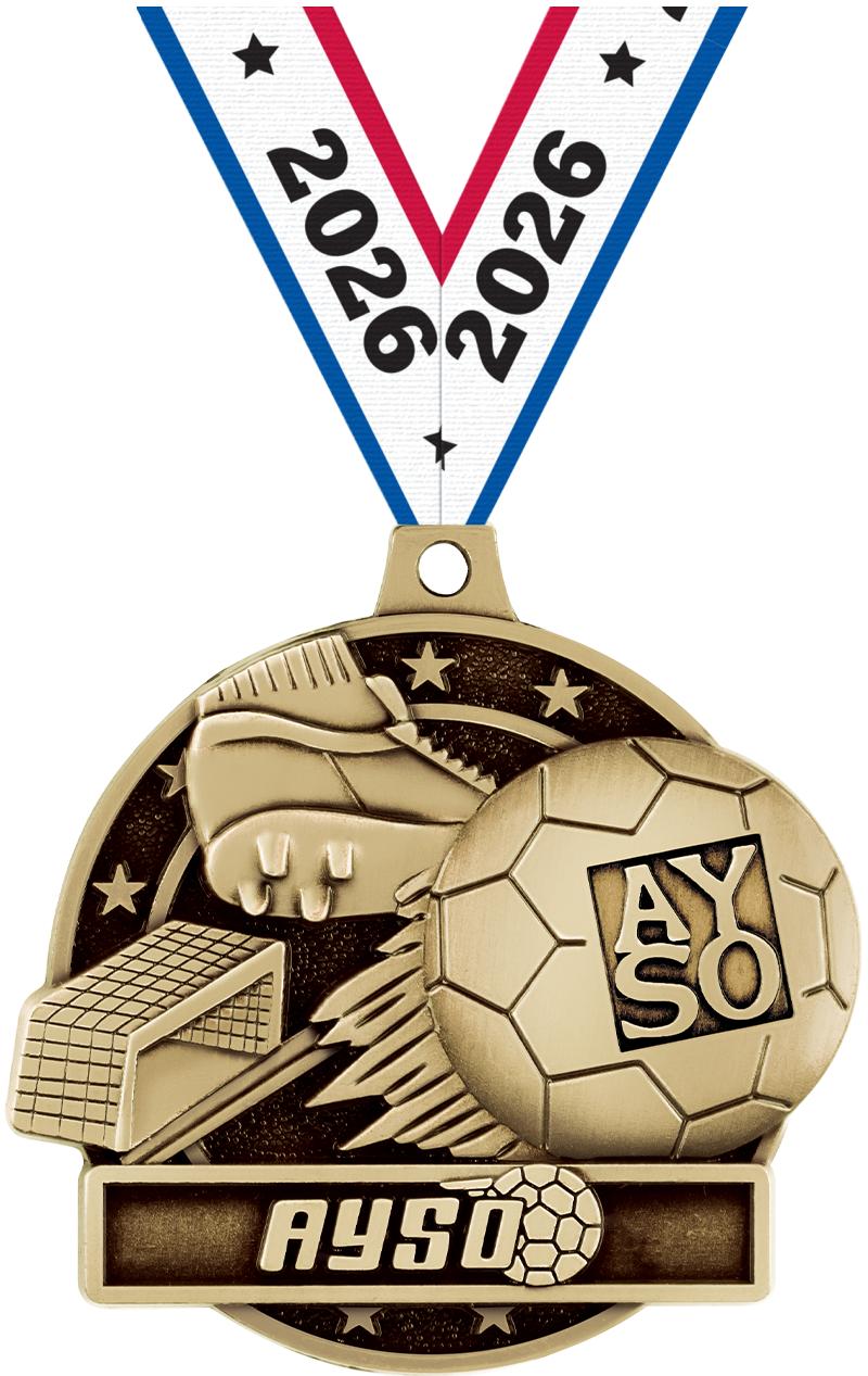 2" 3D AYSO MEDAL GOLD
