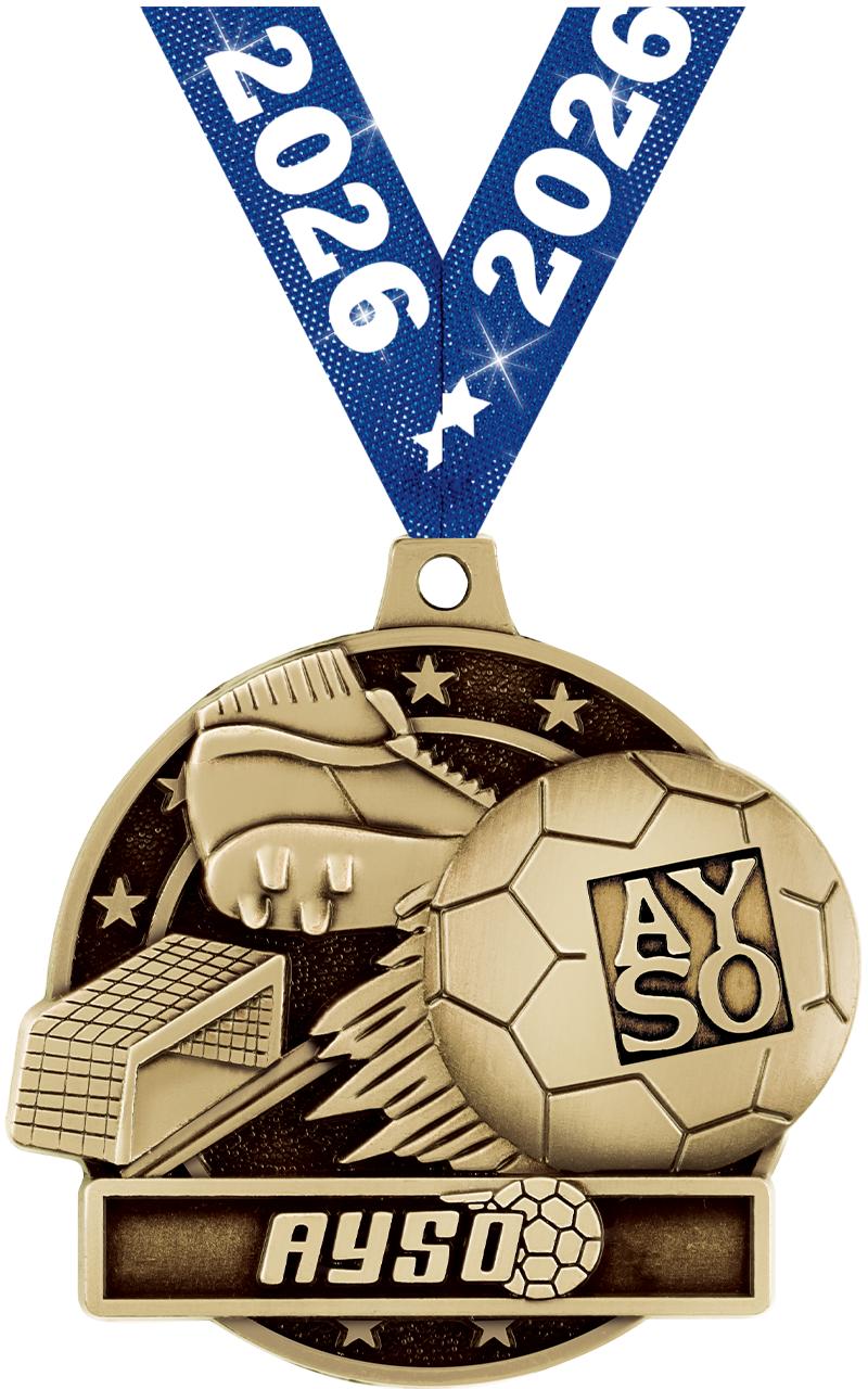 2" 3D AYSO MEDAL GOLD