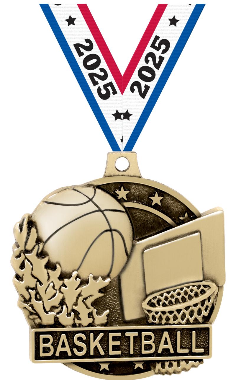 2" 3D BASKETBALL MEDAL GOLD