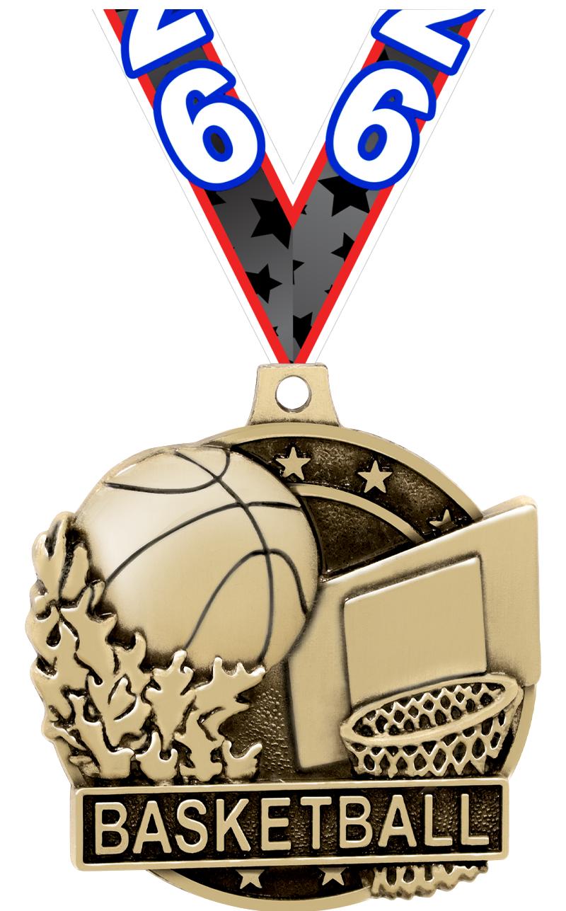 2" 3D BASKETBALL MEDAL GOLD