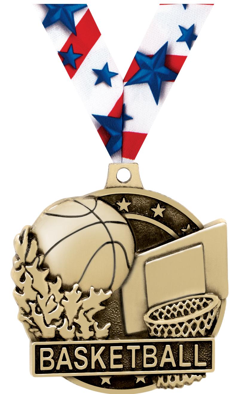 2" 3D BASKETBALL MEDAL GOLD
