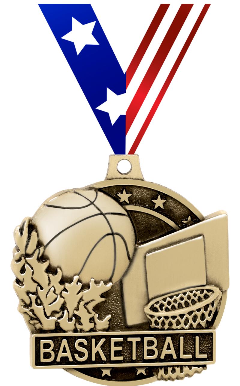 2" 3D BASKETBALL MEDAL GOLD