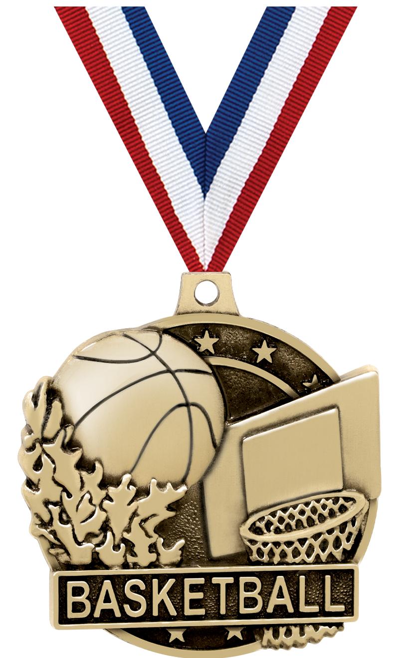 2" 3D BASKETBALL MEDAL GOLD