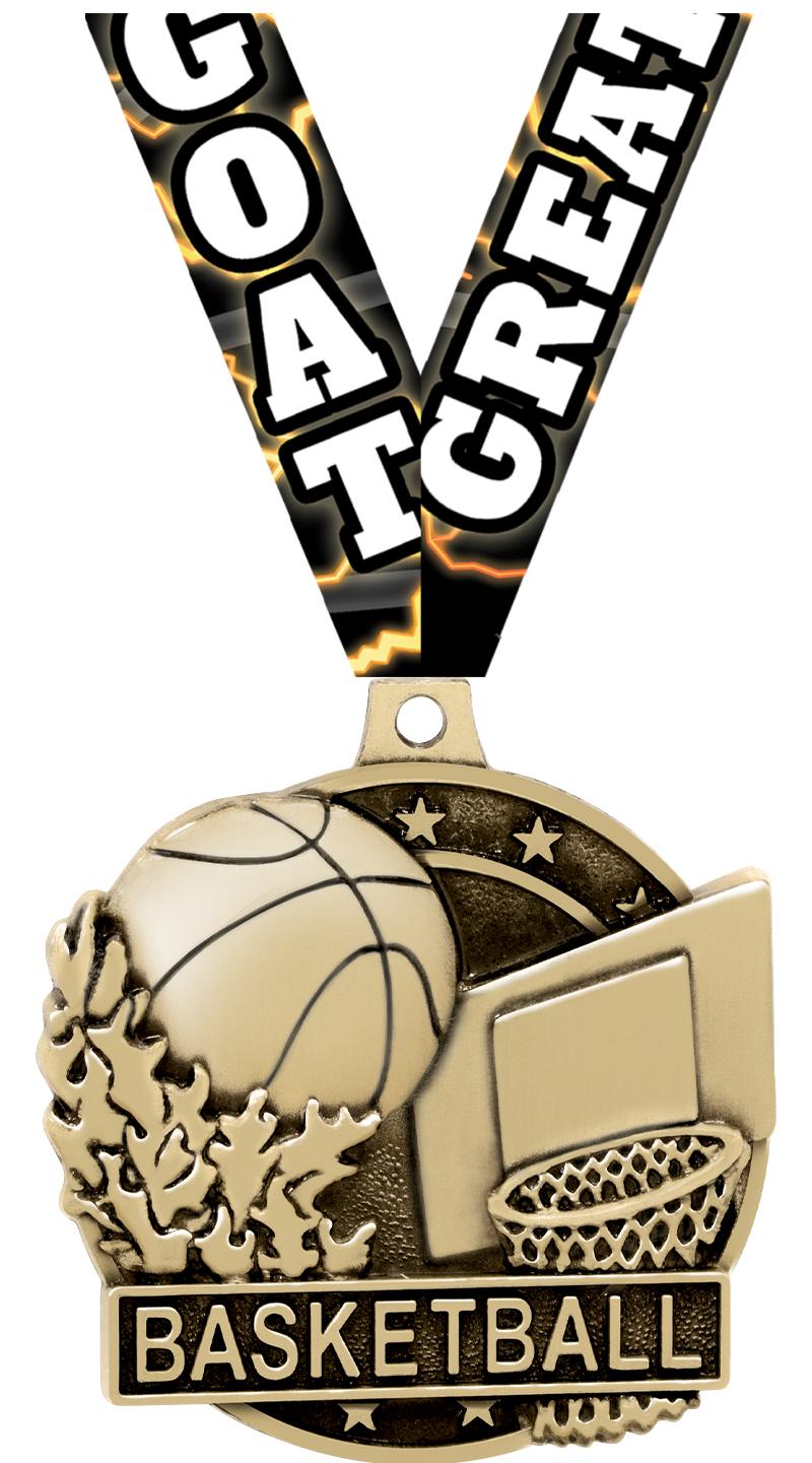 2" 3D BASKETBALL MEDAL GOLD