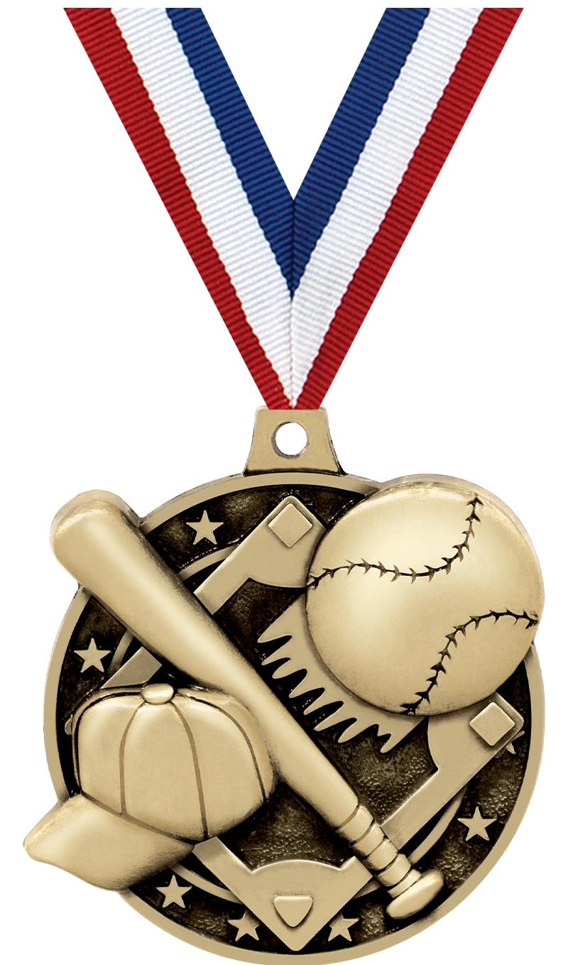 2" 3D BASEBALL MEDAL GOLD