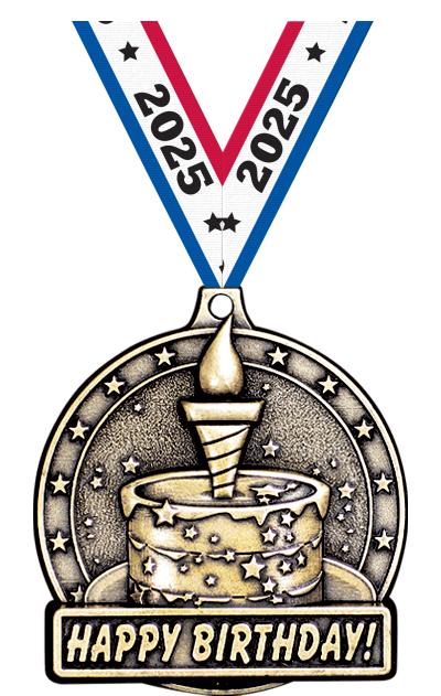 2" 3D HAPPY BIRTHDAY MEDAL GD