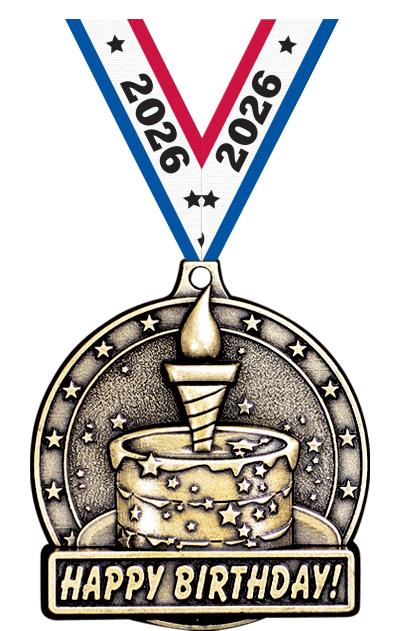 2" 3D HAPPY BIRTHDAY MEDAL GD