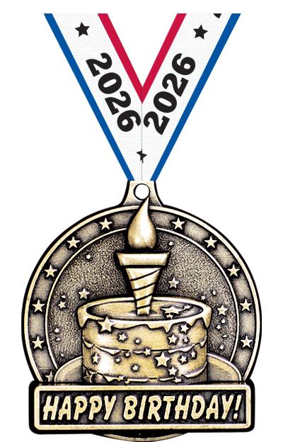 2" 3D HAPPY BIRTHDAY MEDAL GD