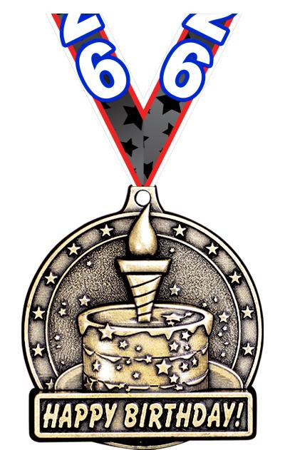 2" 3D HAPPY BIRTHDAY MEDAL GD