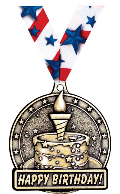 2" 3D HAPPY BIRTHDAY MEDAL GD