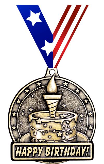 2" 3D HAPPY BIRTHDAY MEDAL GD
