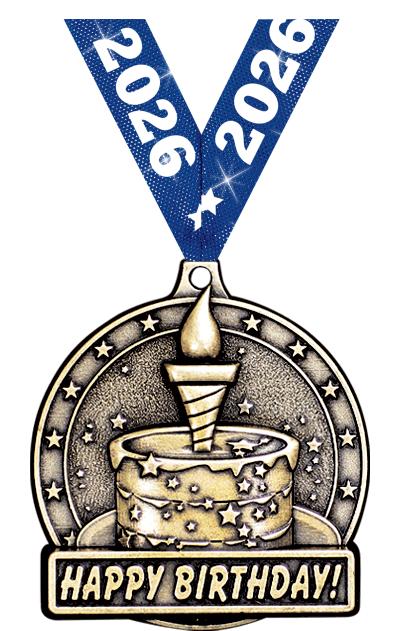2" 3D HAPPY BIRTHDAY MEDAL GD