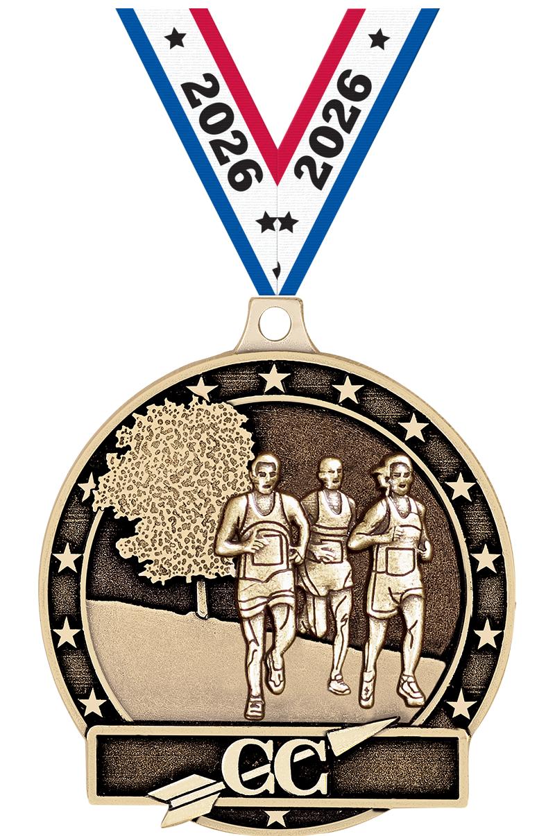 2" 3D CROSS COUNTRY-GOLD MEDAL