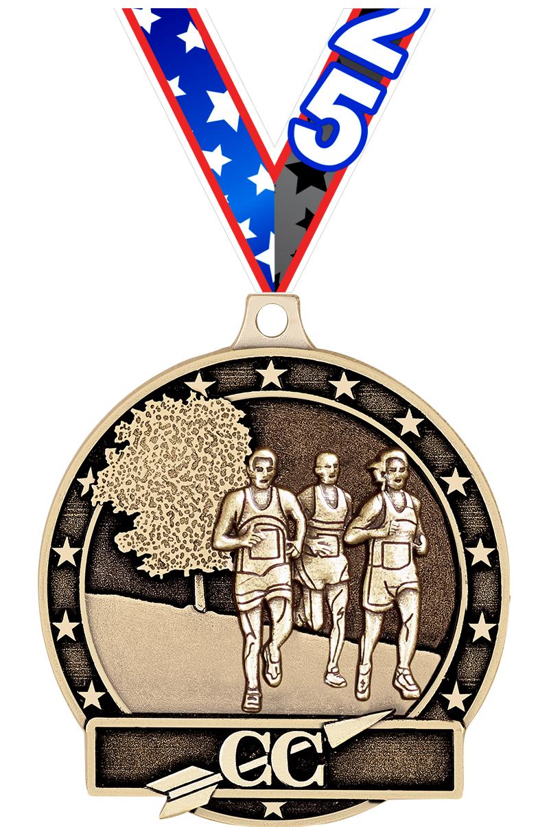 2" 3D CROSS COUNTRY-GOLD MEDAL