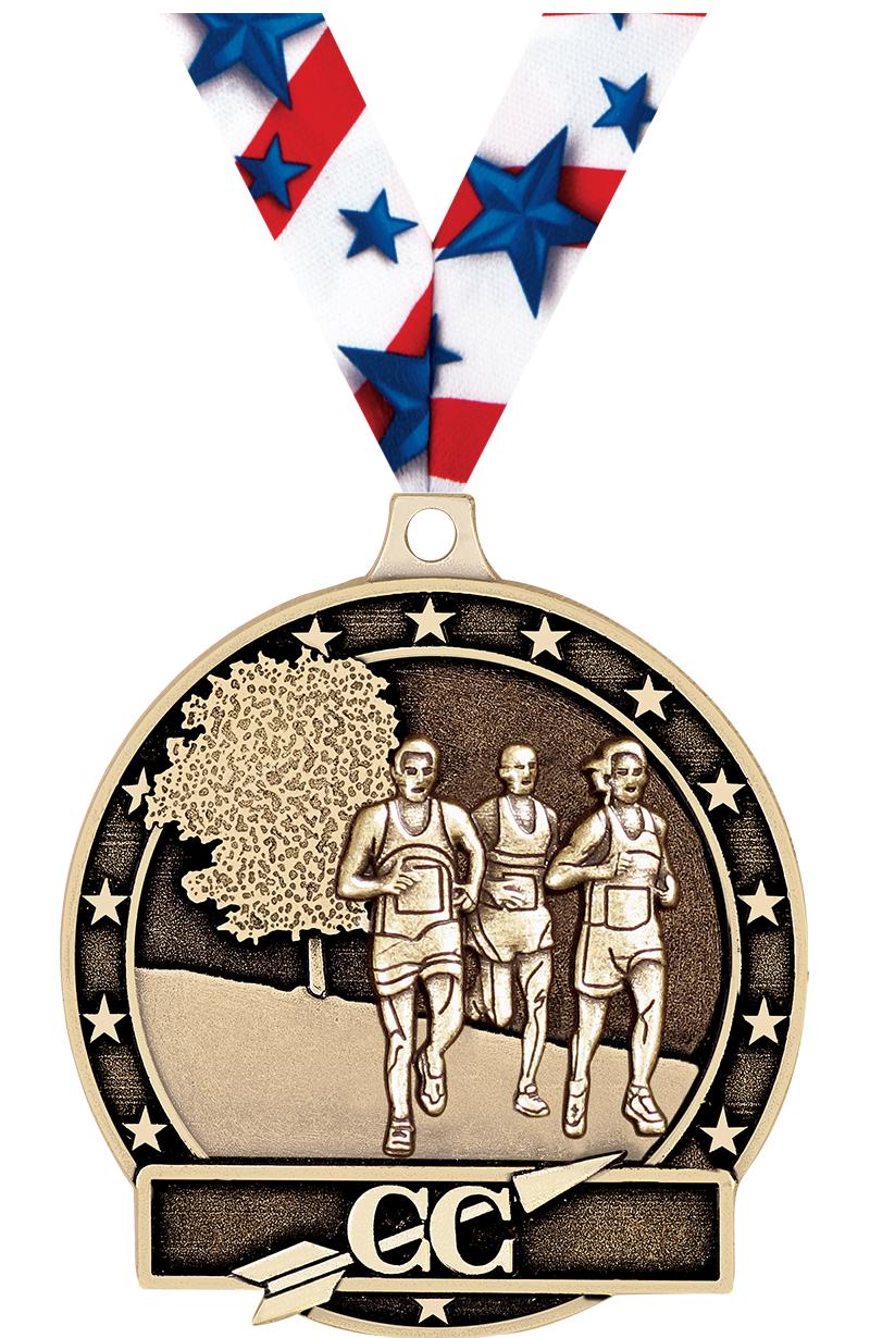 2" 3D CROSS COUNTRY-GOLD MEDAL