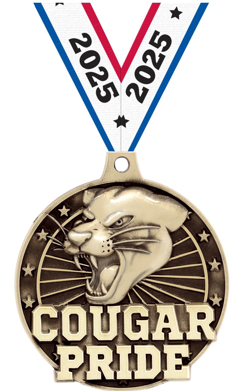 2" 3D COUGAR PRIDE GOLD MEDAL