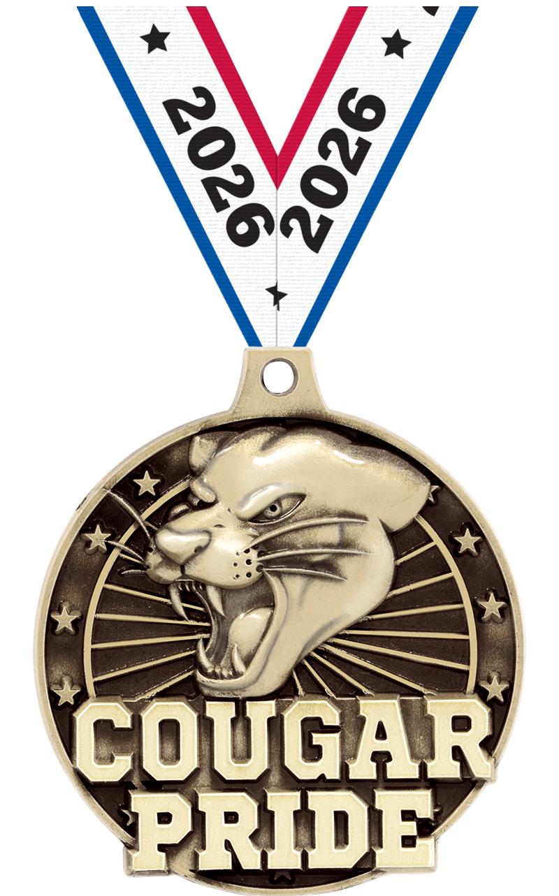 2" 3D COUGAR PRIDE GOLD MEDAL
