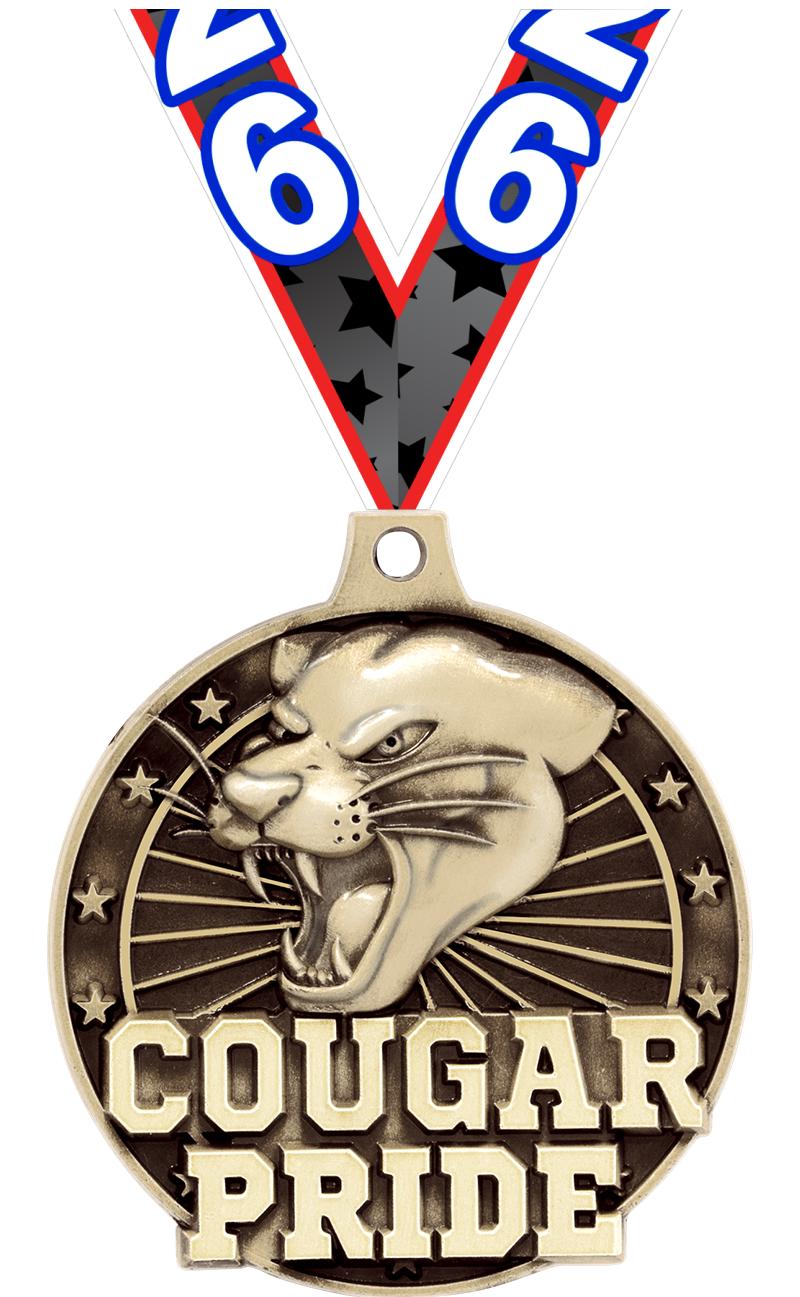2" 3D COUGAR PRIDE GOLD MEDAL