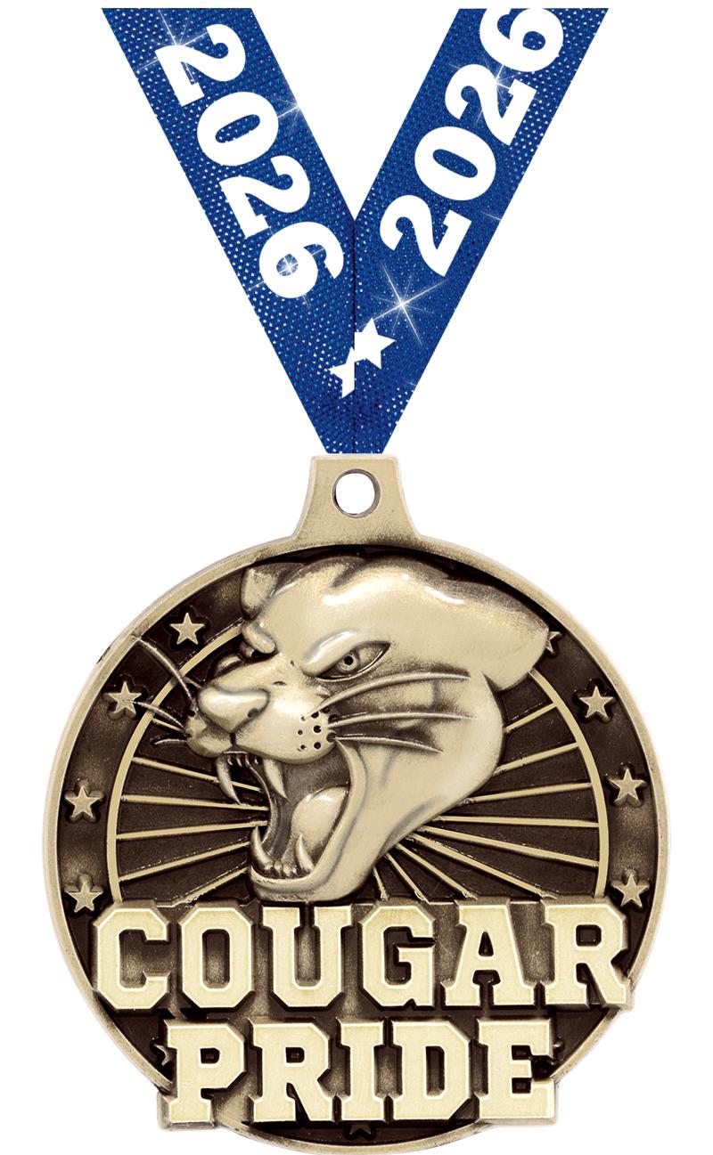 2" 3D COUGAR PRIDE GOLD MEDAL