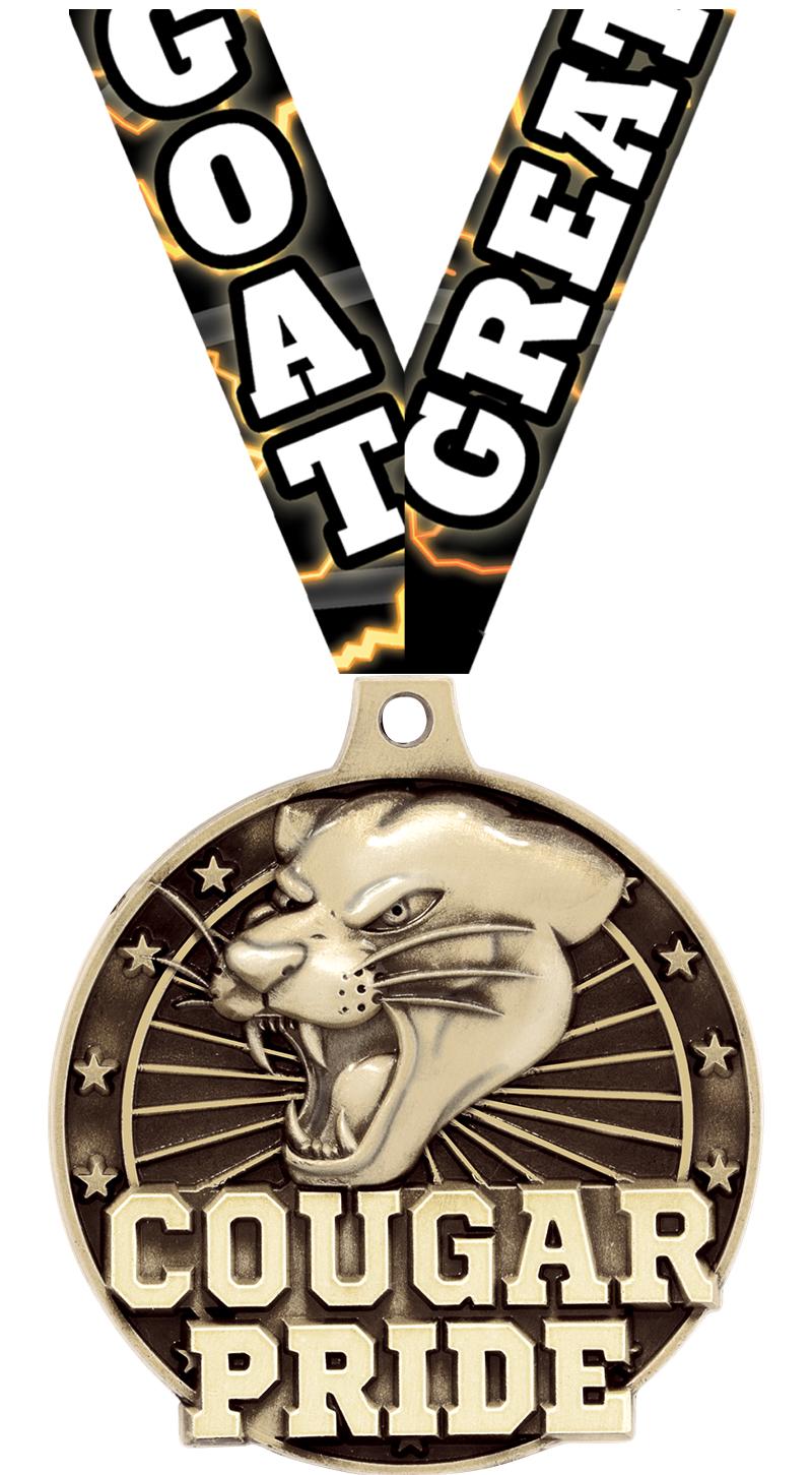 2" 3D COUGAR PRIDE GOLD MEDAL