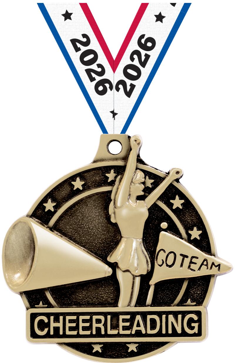 2" 3D CHEERLEADER MEDAL GOLD