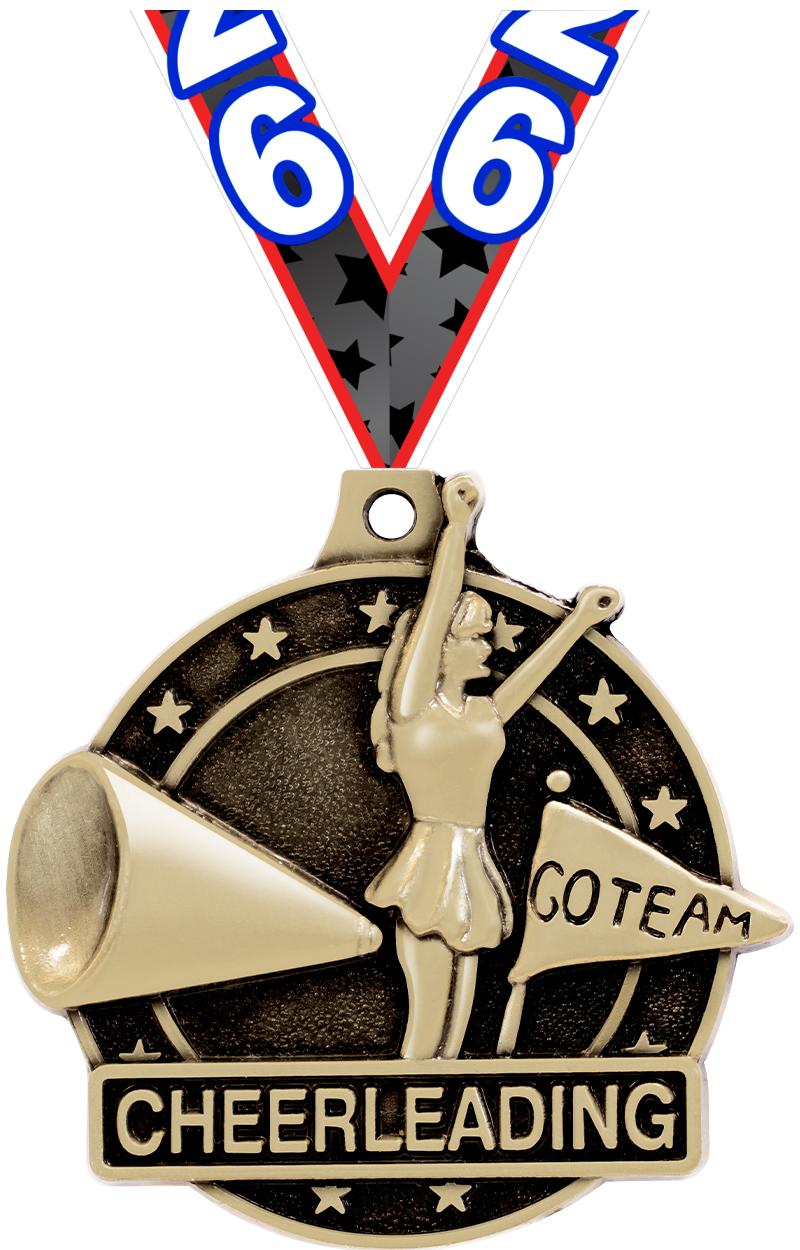 2" 3D CHEERLEADER MEDAL GOLD