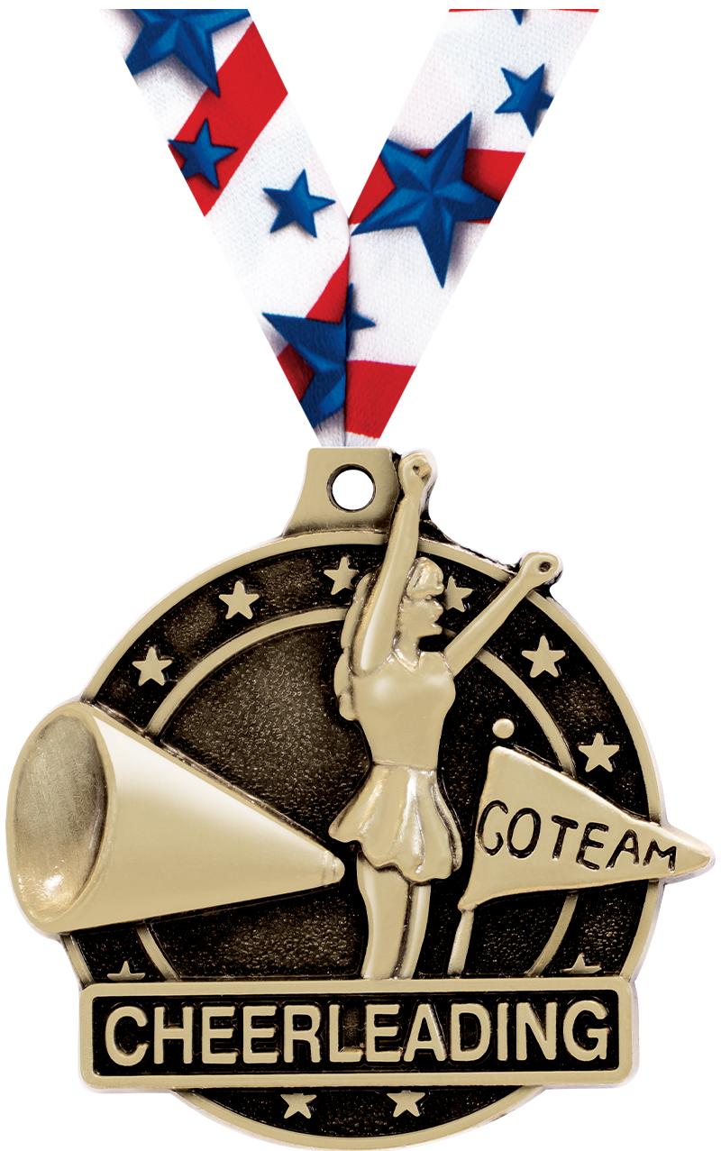 2" 3D CHEERLEADER MEDAL GOLD