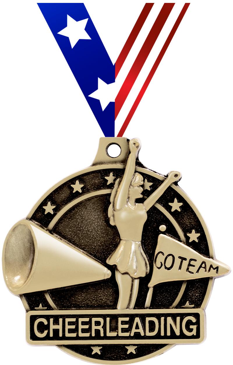 2" 3D CHEERLEADER MEDAL GOLD