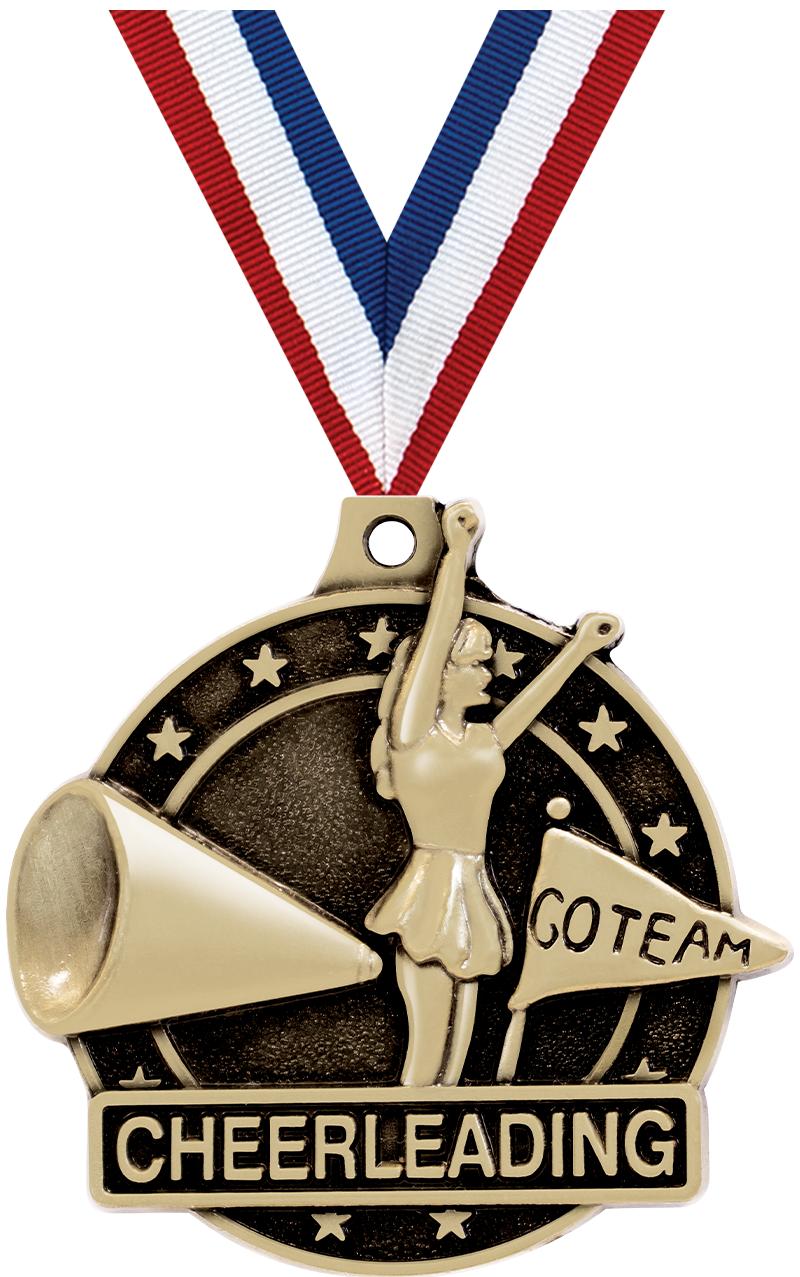2" 3D CHEERLEADER MEDAL GOLD