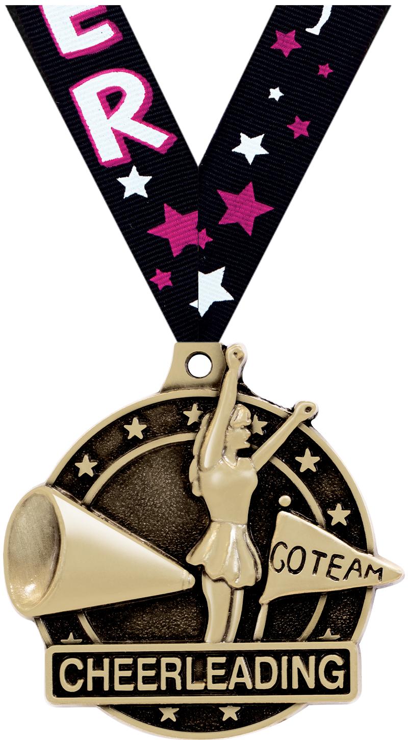 2" 3D CHEERLEADER MEDAL GOLD