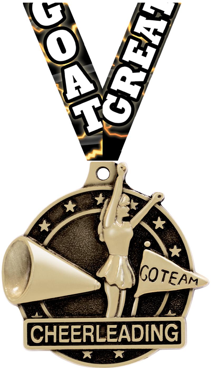 2" 3D CHEERLEADER MEDAL GOLD
