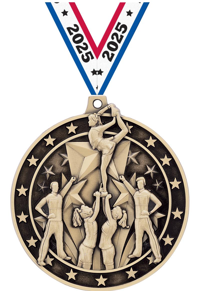 2"3D ALL STAR CHEER MEDAL GLD