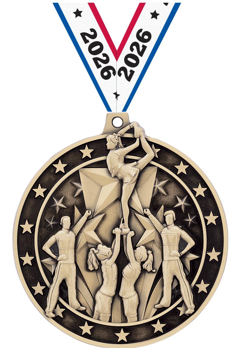 2"3D ALL STAR CHEER MEDAL GLD