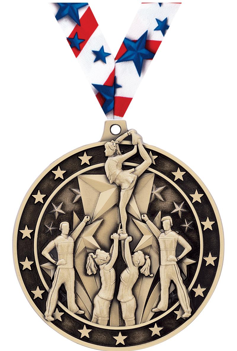 2"3D ALL STAR CHEER MEDAL GLD