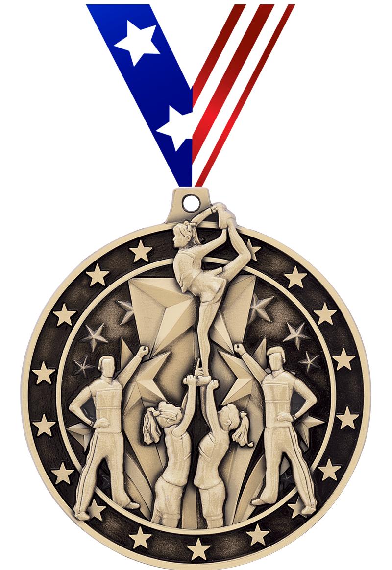 2"3D ALL STAR CHEER MEDAL GLD