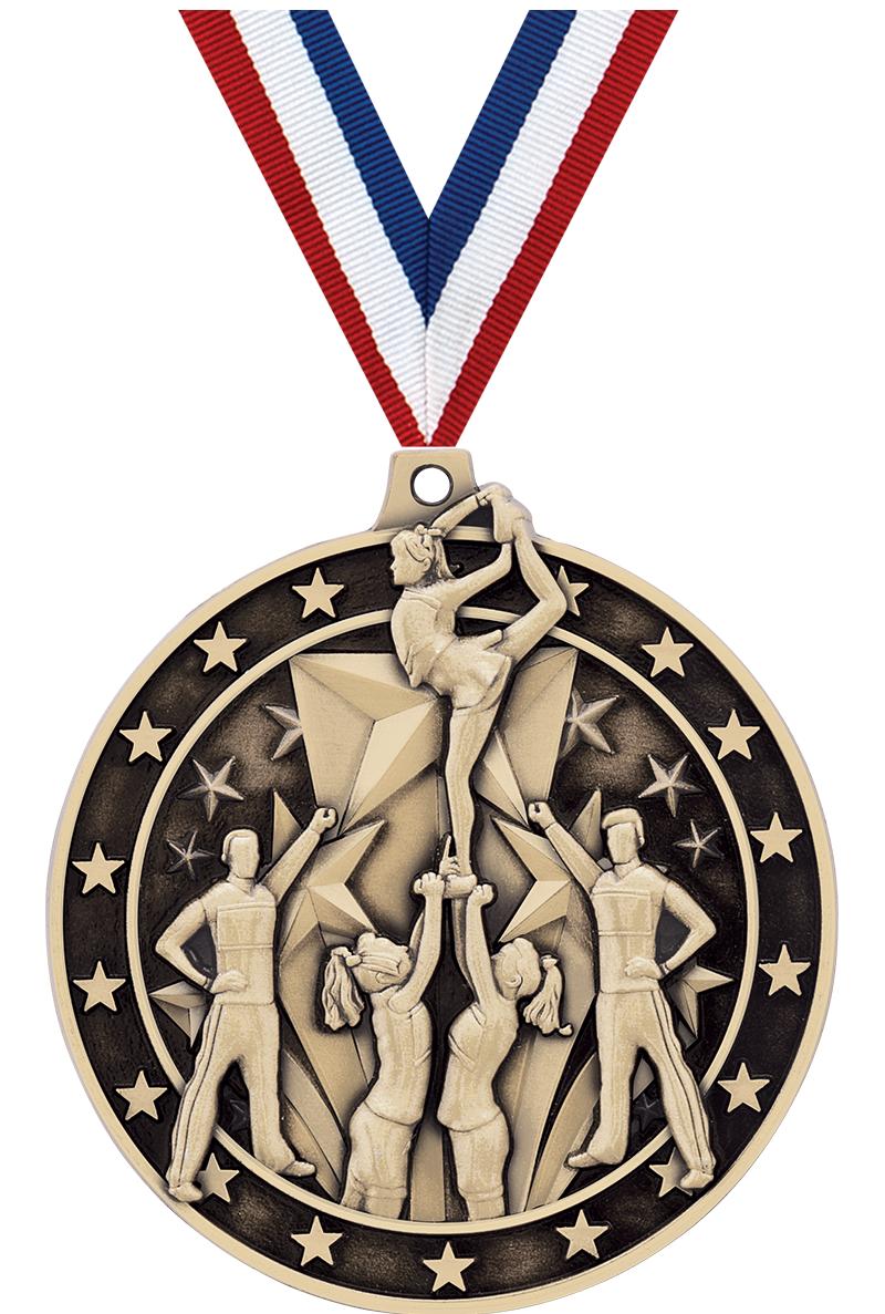 2"3D ALL STAR CHEER MEDAL GLD