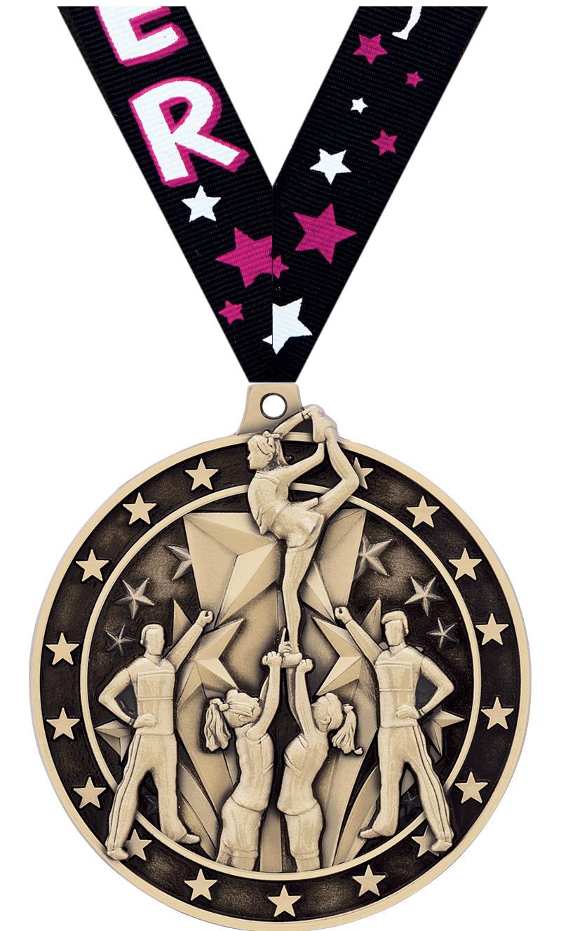2"3D ALL STAR CHEER MEDAL GLD