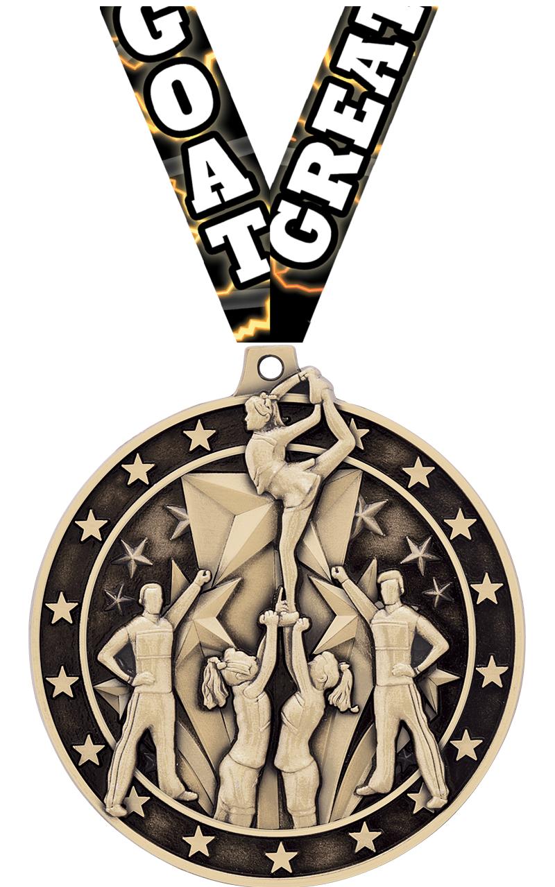 2"3D ALL STAR CHEER MEDAL GLD