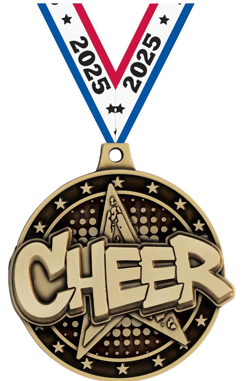 2" 3D CHEER STAR MEDAL GOLD