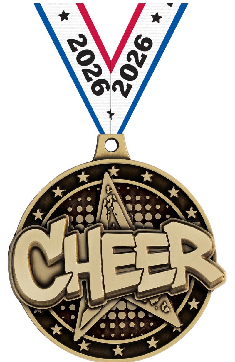 2" 3D CHEER STAR MEDAL GOLD