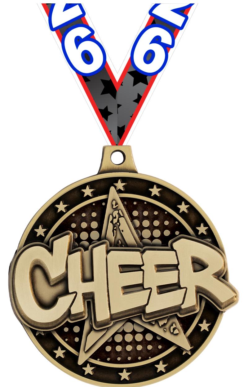 2" 3D CHEER STAR MEDAL GOLD