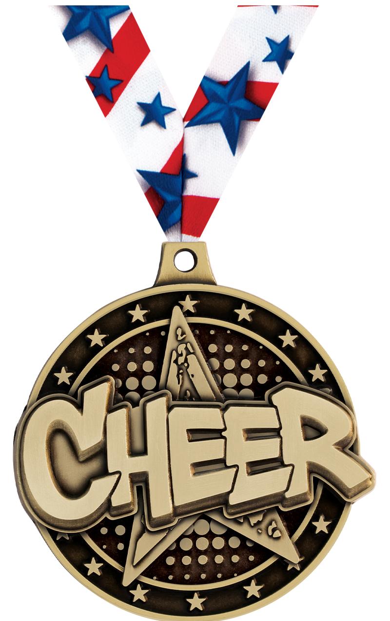 2" 3D CHEER STAR MEDAL GOLD