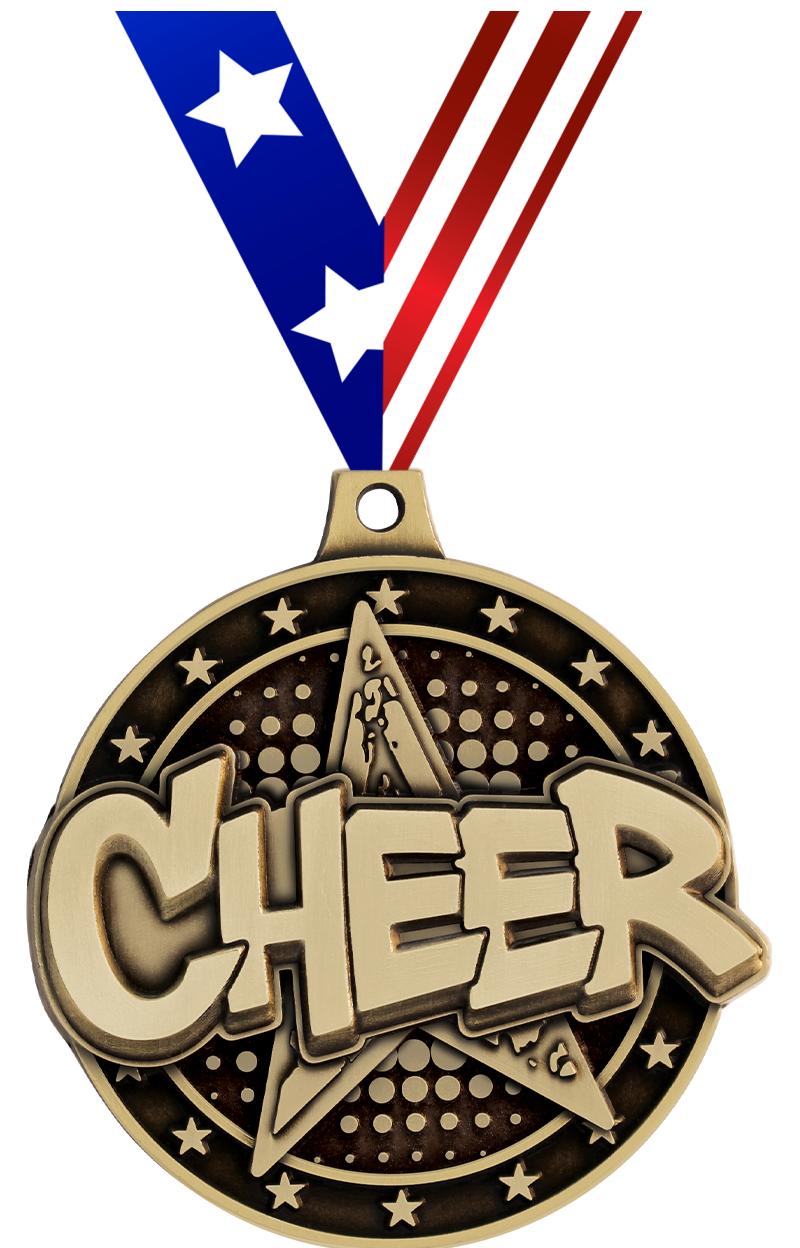 2" 3D CHEER STAR MEDAL GOLD