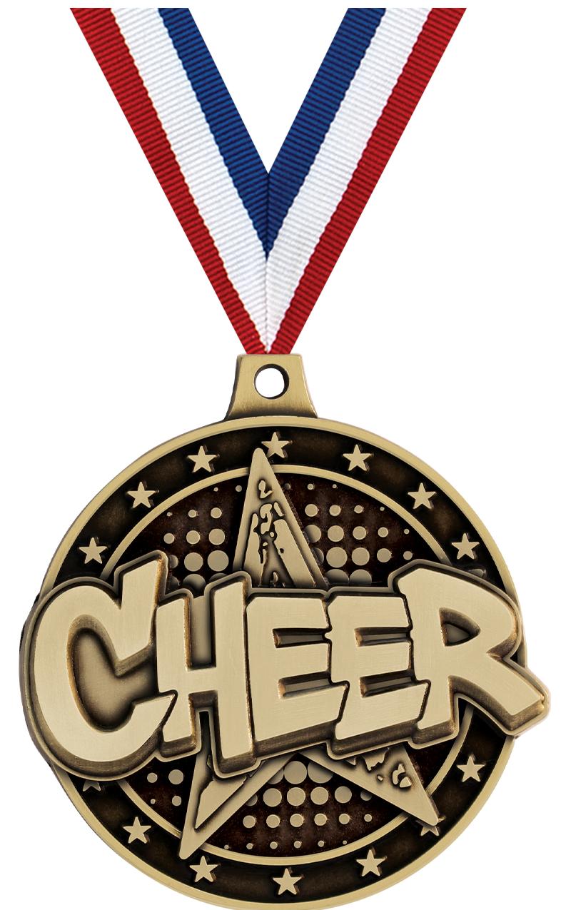 2" 3D CHEER STAR MEDAL GOLD