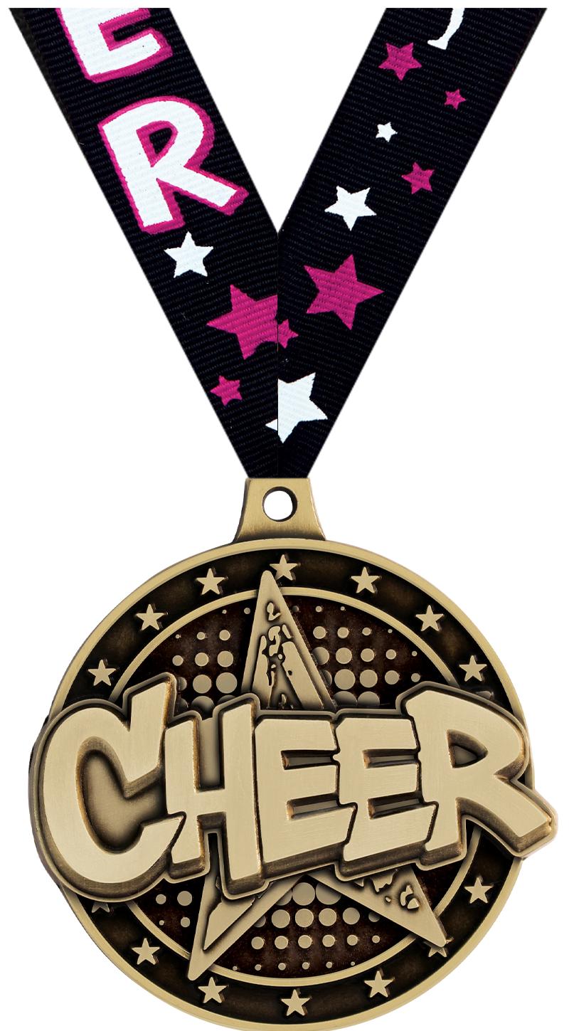 2" 3D CHEER STAR MEDAL GOLD