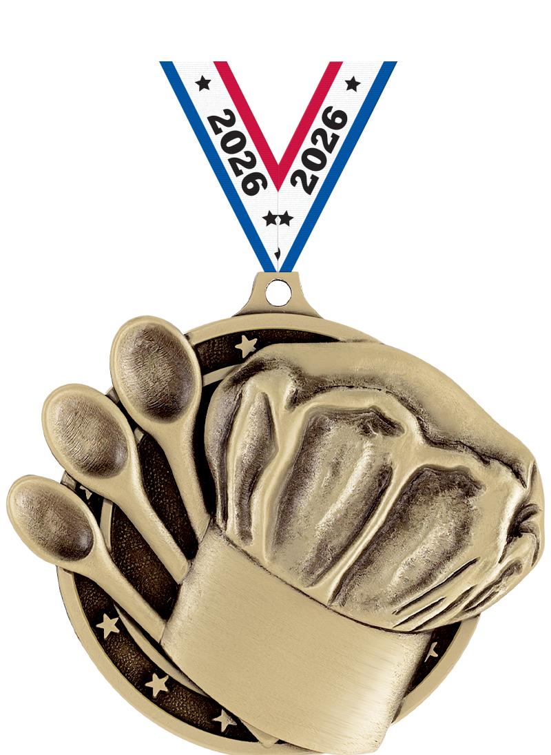 2" 3D COOKING MEDAL GOLD