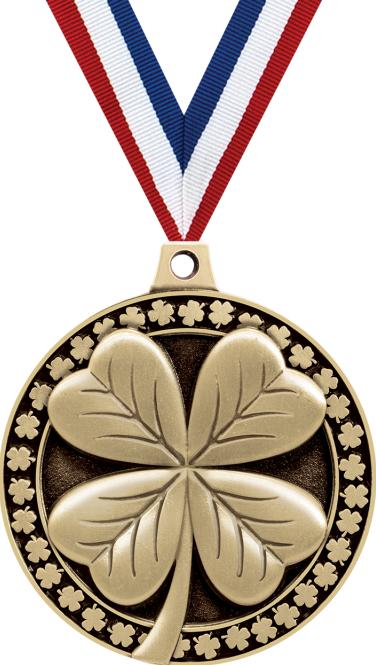 2 3D Four Leaf Clover Cards Medals